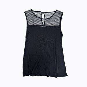 Victoria's Secret Black Tank Top Sheer Lace Keyhole Y2K 90s Fairy Grunge Sz S